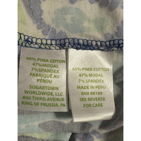 Lilly Pulitzer Top Sz M Dark Blue Green Tropical Indigo Sunset Soft Cotton - Picture 8 of 8